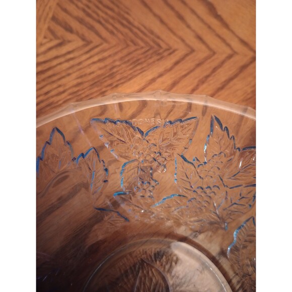 Vintage Kig Ice Blue Pressed Glass Dishes: Poinsettia Design, Set of 12 - Picture 4 of 8